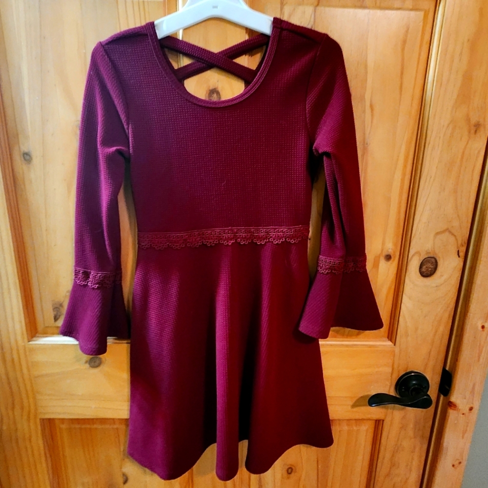 Deep burgundy long sleeved dress